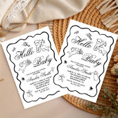 Invitation à une Baby Shower avec Cupidon et un bé