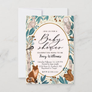 Invitation à une baby shower avec des animaux mign