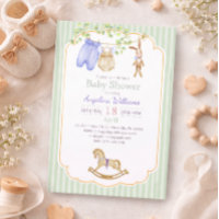 Invitation à une baby shower avec des dessins char