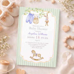 Invitation à une baby shower avec des dessins char