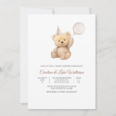 Invitation à une Baby Shower avec un adorable ours (Devant)