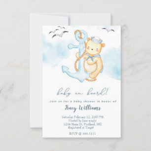 Invitation à une baby shower avec un adorable ours