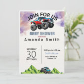 Invitation à une Baby Shower avec un camion monstr (Debout devant)