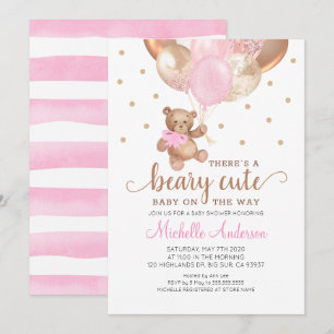 Invitation à une baby shower avec un ours en peluc