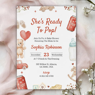 Invitation à une baby shower avec un ours en peluc