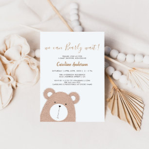 Invitation à une baby shower avec un ours en peluc
