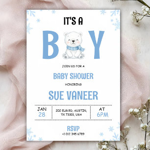 Invitation à une baby shower avec un ours mignon