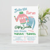 Invitation à une baby shower avec un pull moche (Debout devant)