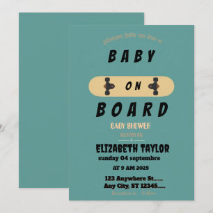 Invitation à une Baby Shower avec un Skateboard Ba