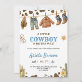 Invitation à une baby shower avec un thème cowboy (Devant)