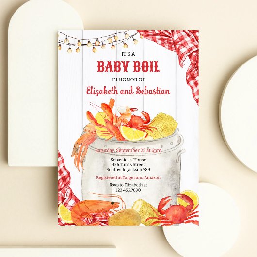 Invitation à une baby shower avec une ébullition d