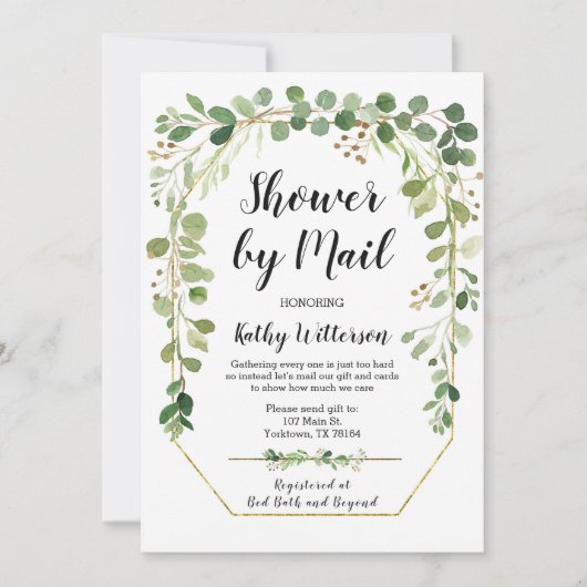 Invitation à une baby shower avec verdure par cour (Devant)