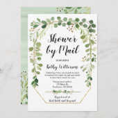 Invitation à une baby shower avec verdure par cour (Devant / Derrière)