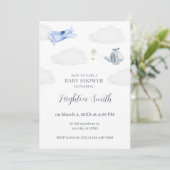Invitation à une baby shower avion (Debout devant)