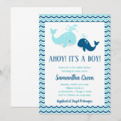 Invitation à une Baby Shower Baleine (Devant / Derrière)