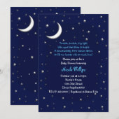 Invitation à une Baby Shower Céleste Lune Bleue et (Devant / Derrière)