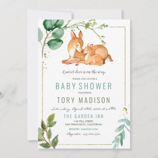 Invitation à une baby shower Cerf (Devant)