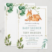 Invitation à une baby shower Cerf (Devant / Derrière)