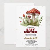 Invitation à une baby shower champignon (Devant / Derrière)