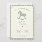 Invitation à une Baby Shower Cheval à Bascule Vert (Devant)