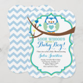 Invitation à une baby shower Chouette (Devant / Derrière)