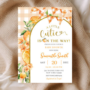 Invitation à une baby shower Cutie Orange Gingham