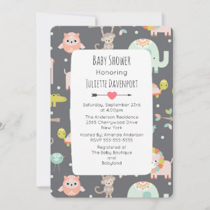Invitation à une Baby Shower d'Animaux Sauvages Co