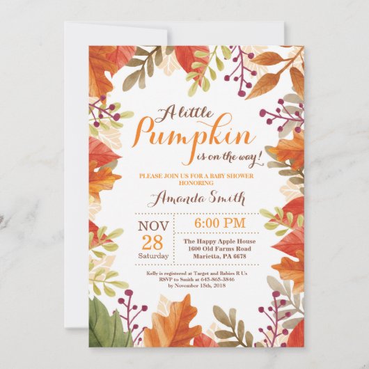 Invitation à une baby shower d'automne (Devant)
