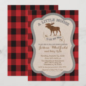 Invitation à une baby shower de bébé élan (Devant / Derrière)
