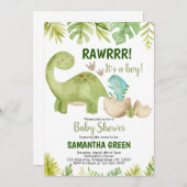 Invitation à une Baby Shower de Dinosaure (Devant / Derrière)