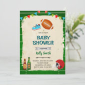 Invitation à une baby shower de football et petits (Debout devant)