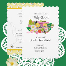 Invitation à une baby shower de future maman abeil