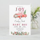 Invitation à une baby shower de Noël avec un camio (Debout devant)