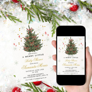 Invitation à une Baby Shower de Noël d'hiver Nœu