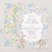 Invitation à une baby shower de printemps avec un  (Devant / Derrière)