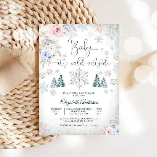 Invitation à une baby shower d'hiver