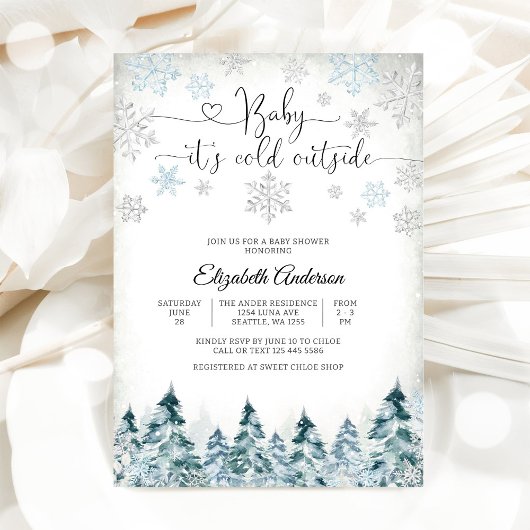Invitation à une baby shower d'hiver