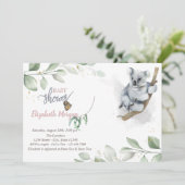 Invitation à une baby shower d'ours koala (Debout devant)
