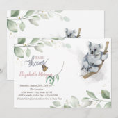 Invitation à une baby shower d'ours koala (Devant / Derrière)