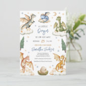 Invitation à une baby shower Dragon Bébé (Debout devant)