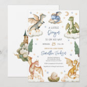 Invitation à une baby shower Dragon Bébé (Devant / Derrière)