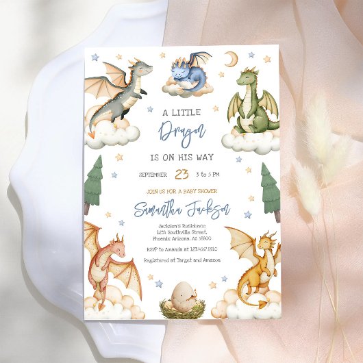 Invitation à une baby shower Dragon Bébé