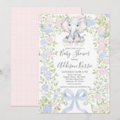 Invitation à une baby shower éléphant (Devant / Derrière)