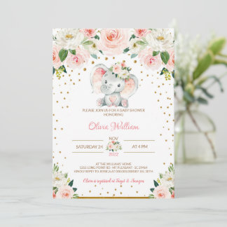 Invitation à une Baby Shower Éléphant