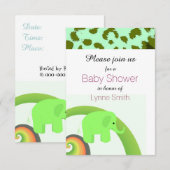 Invitation à une baby shower éléphant (Devant / Derrière)