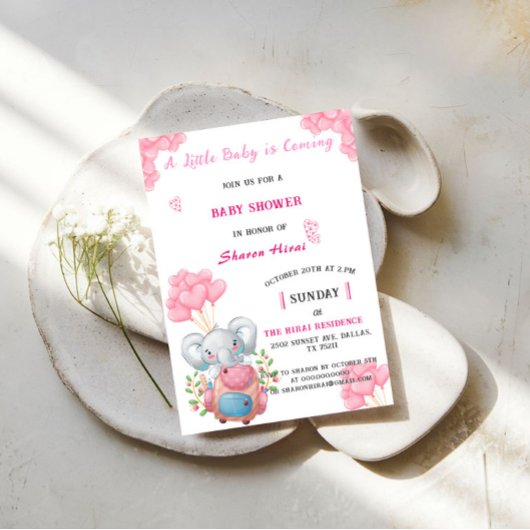 Invitation à une Baby Shower Éléphant
