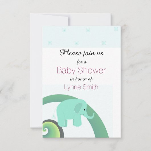 Invitation à une baby shower éléphant (Devant)