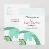 Invitation à une baby shower éléphant (Devant / Derrière)