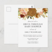 Invitation à une baby shower en voiture Floral Aut (Devant / Derrière)
