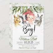 Invitation à une baby shower Ferme garçon bohème (Devant / Derrière)
